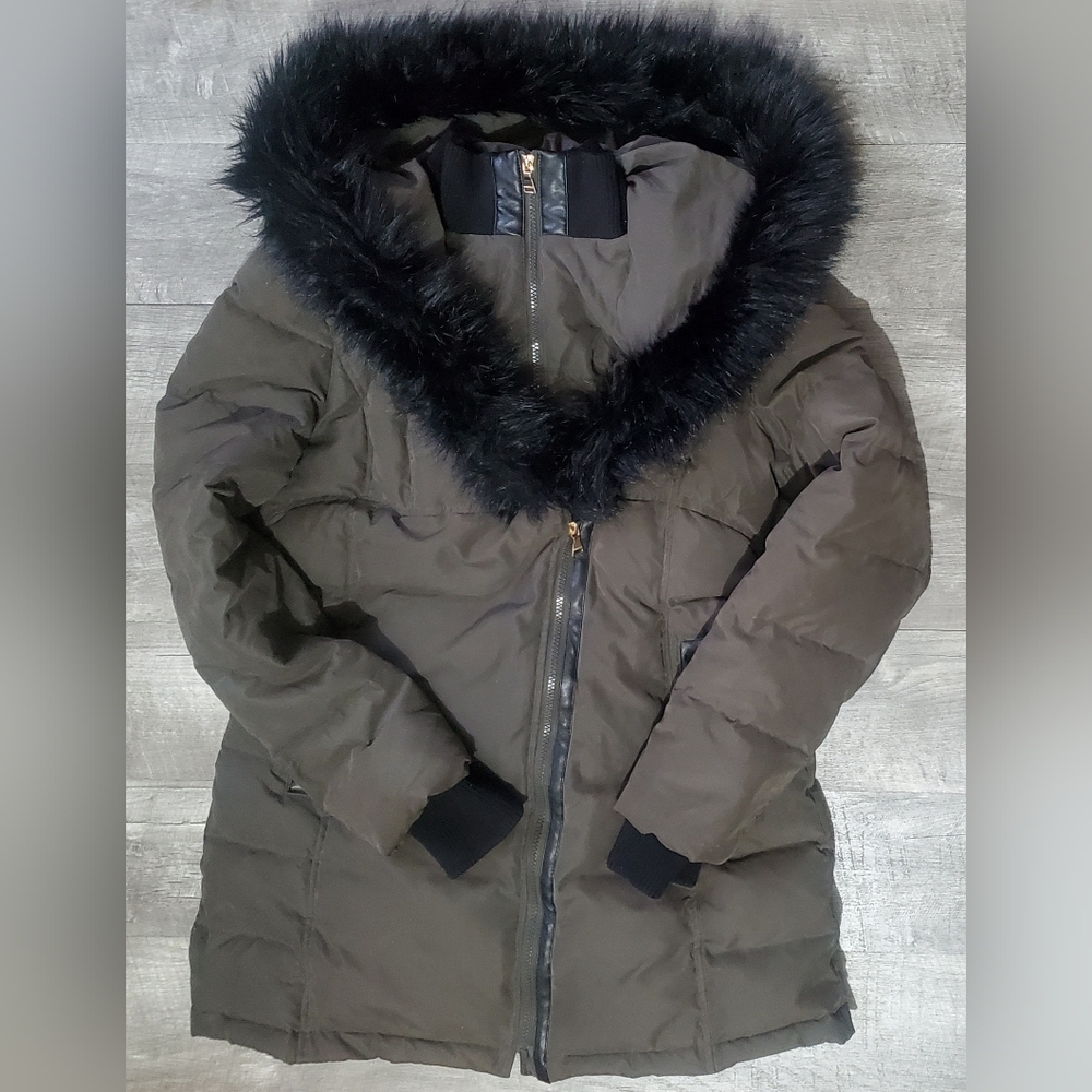 Women's Size L Express Olive Green Down Coat